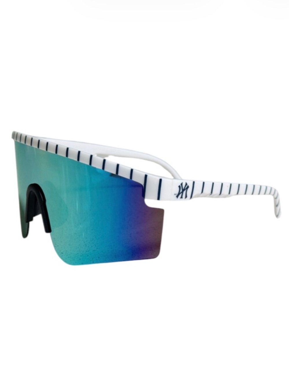 New York Yankees Hard Rock iridescent metallic visor pinstripe trim sunglasses